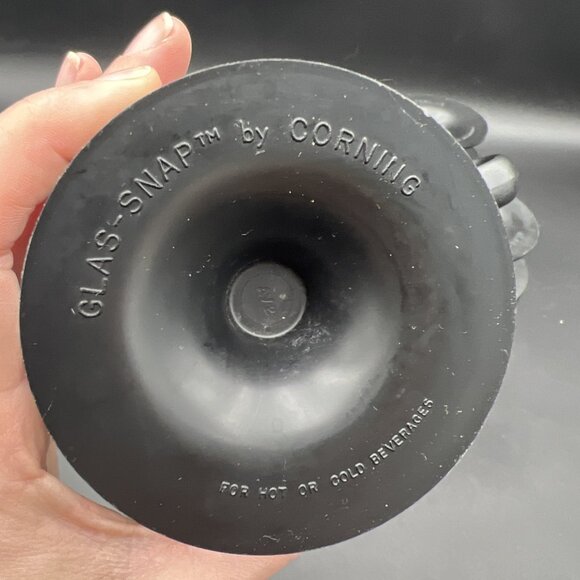 Vintage Glas-Snap by Corning Black w/ Smokey Glass Hot / Cold Beverages 5.5 in - Picture 9 of 13